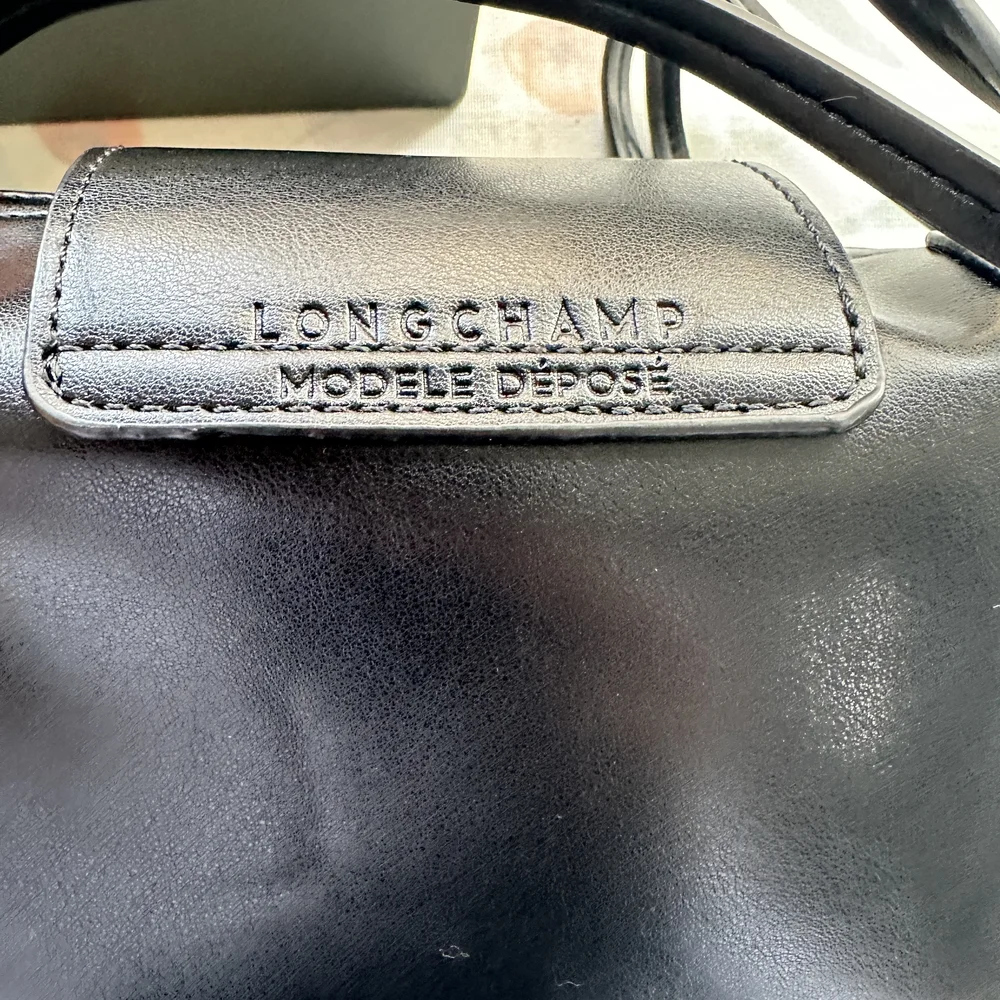 Longchamp Le Pliage Xtra Mini Black Leather Crossbody Bag - Picture 7 of 9